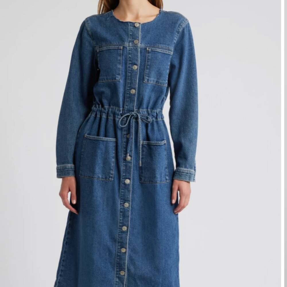 NWT Rails Elysian Long Sleeve Denim Midi Shirtdress Size XS